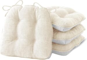 uego de 4 cojines para sillas de comedor, cojines para sillas de cocina, almohadillas para sillas con lazos y respaldo antideslizante, cojines de asiento de espuma viscoelástica copetudos